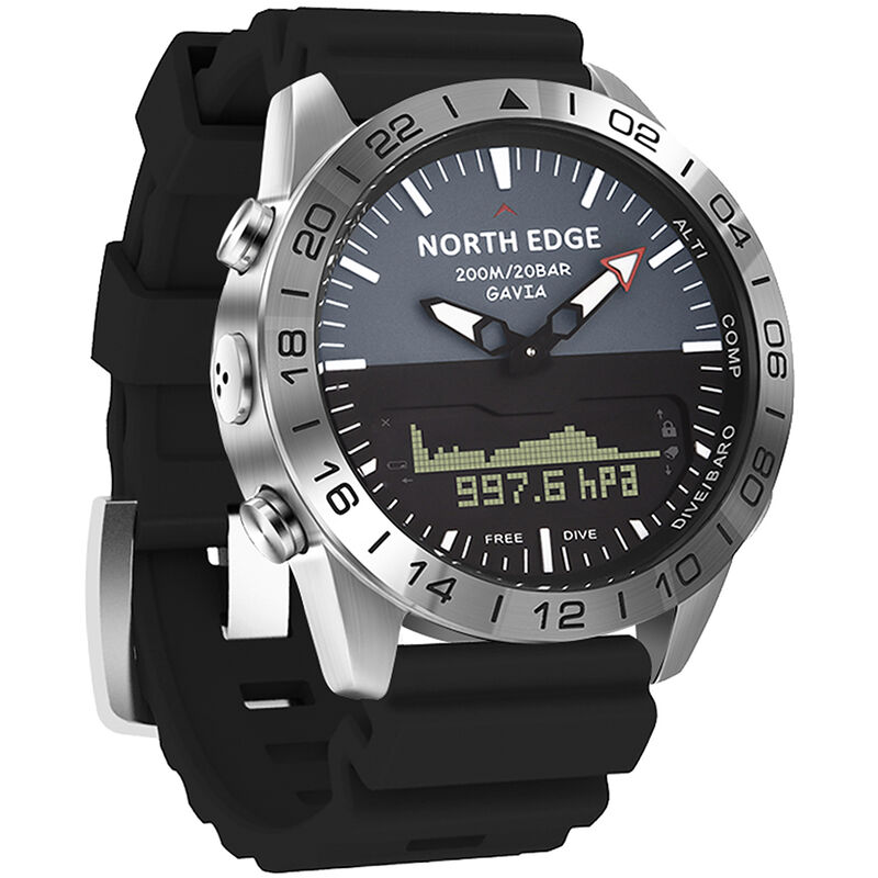 

Reloj analogico digital deportivo para hombre, reloj de buceo, reloj de pulsera de acero para negocios, altímetro, brujula, 200 m, resistente al agua