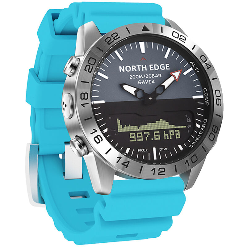 

Reloj analogico digital deportivo para hombre, reloj de buceo, reloj de pulsera de acero para negocios, alt¨ªmetro, brujula, 200 m, resistente al