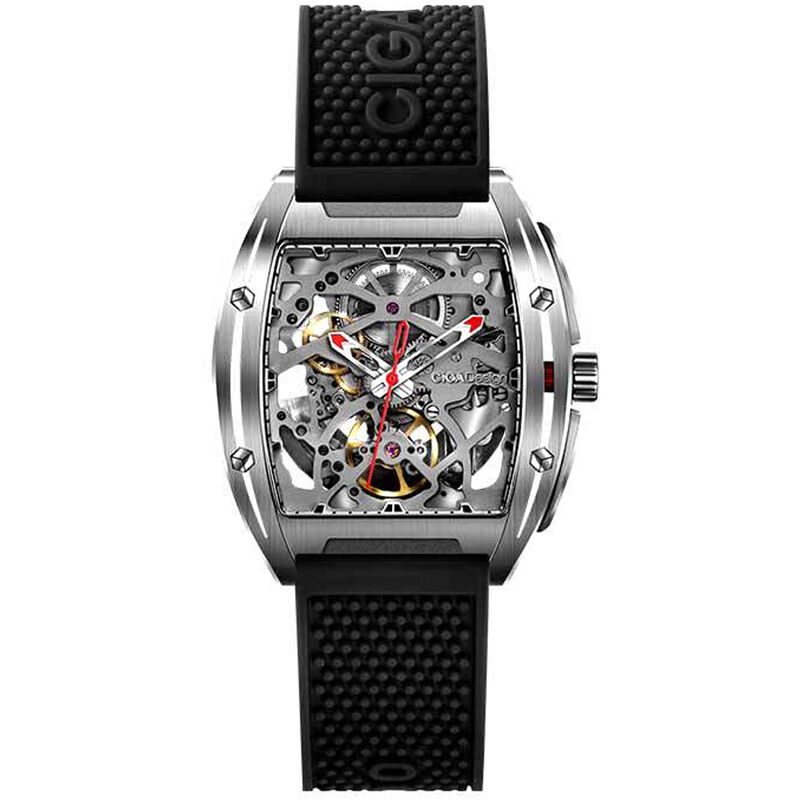 

Reloj analogico mecanico automatico de diseno para hombre, reloj de pulsera informal de negocios de acero inoxidable hueco, regalo,Negro - Ciga