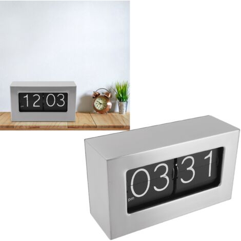 Reloj automático plegable de 12 horas fabricado en acero inoxidable 304 de estilo retro con pantalla clara para mesa o pared, dimensiones 20,5 x 11,5 x 7 cm.