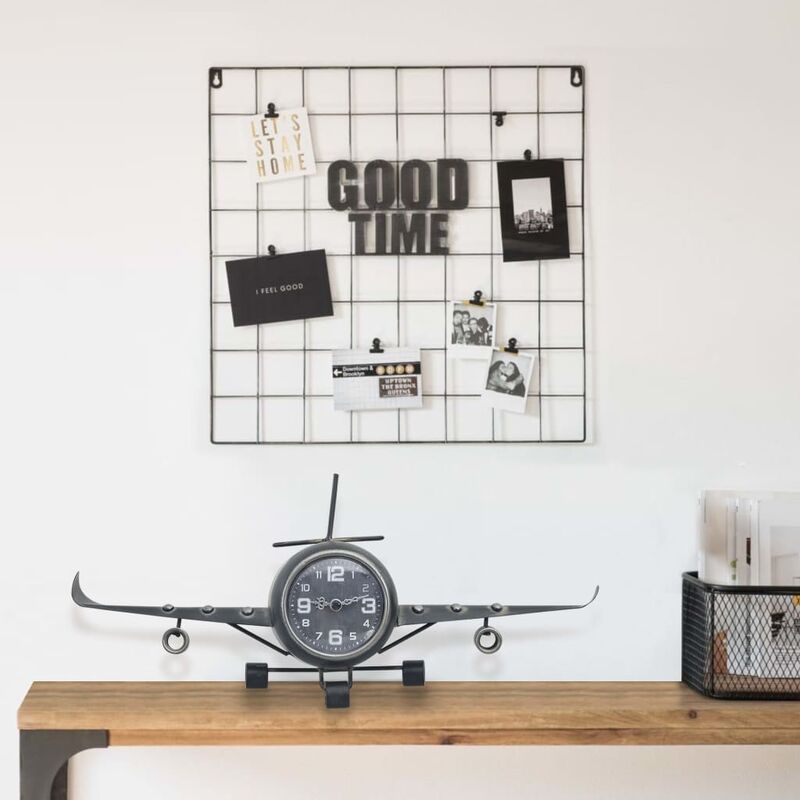 

Reloj aviador de metal gris 41x8x17 cm
