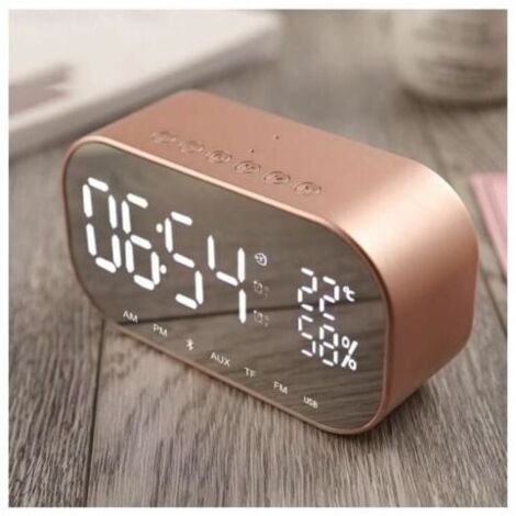Reloj Bluetooth creativo con altavoz FM, termómetro y llamadas manos libres