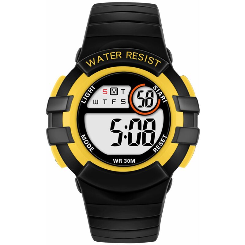 

Reloj colorido para ninos Reloj electronico para estudiantes Reloj deportivo anticaida luminoso impermeable,Amarillo negro