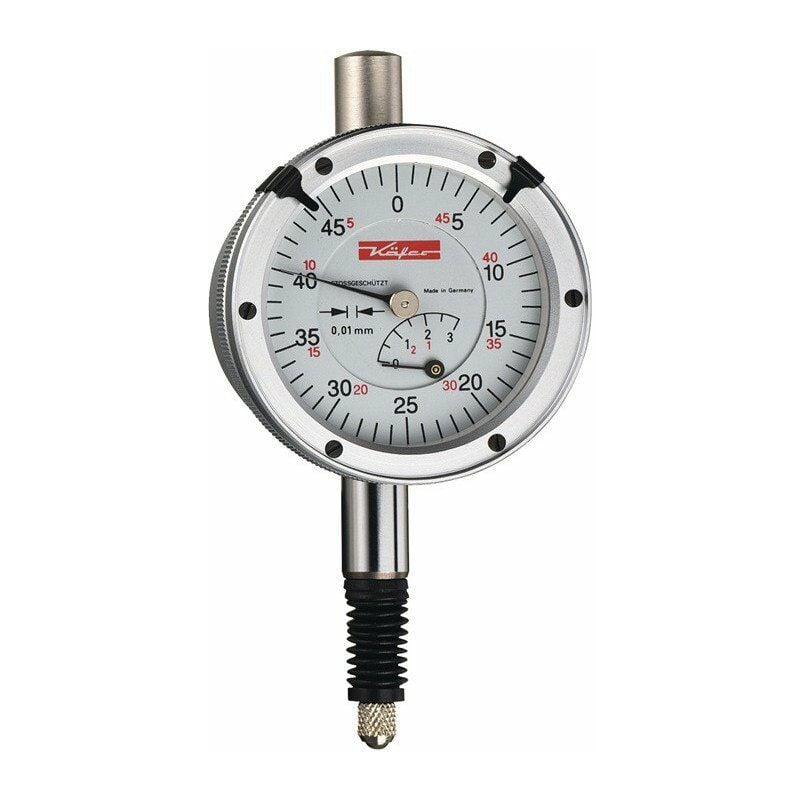 

Reloj comparador KM4 SW 3 mm de diámetro 0,01 mm con protección contra golpes con calibre KÄFER