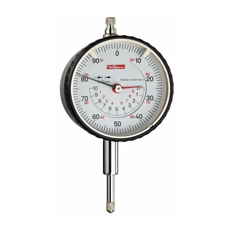 

Reloj comparador M2 TK 10 mm de longitud Pantalla concéntrica de 0,01 mm con KÄFER