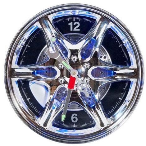 Reloj con forma de llanta de coche, rueda, letrero luminoso LED de pared
