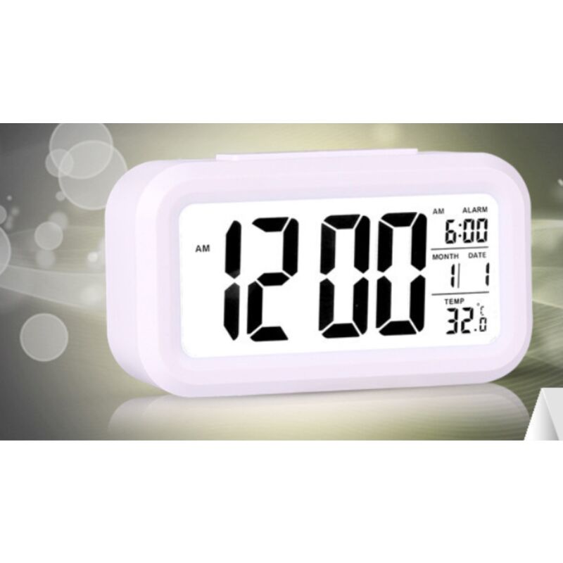 

Reloj con sensor de luz de temperatura perezosa reloj despertador electrónico LED luminoso digital, modelos de batería