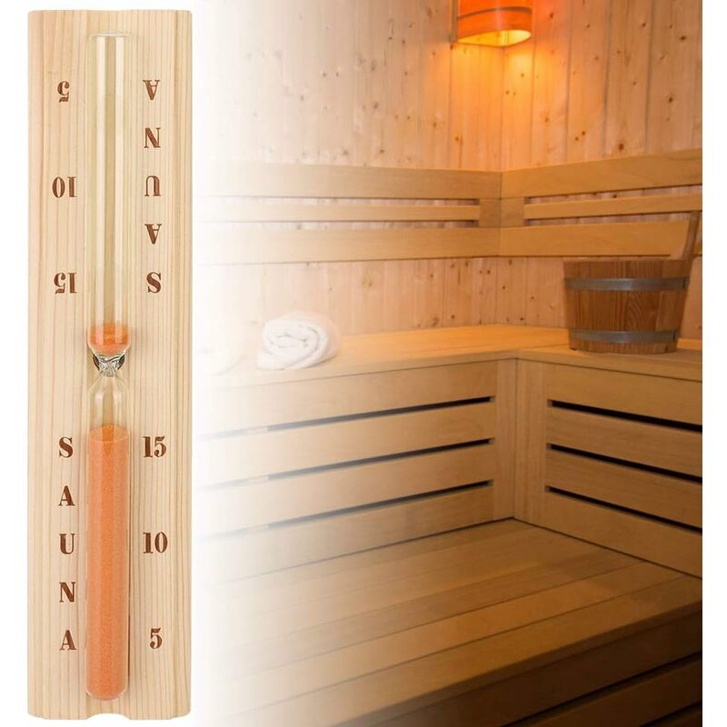 Betterlife - Reloj de arena para sauna de pino de 5/10/15 minutos, reloj de arena de madera preciso con vidrio resistente al calor para sauna de