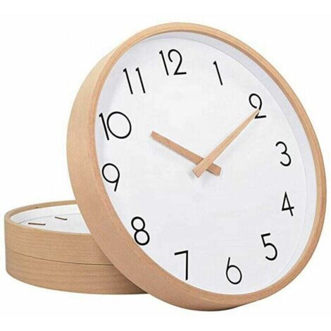 Reloj de barrido silencioso literario de madera maciza, diseño simple, reloj de madera nórdico, reloj de pared de madera