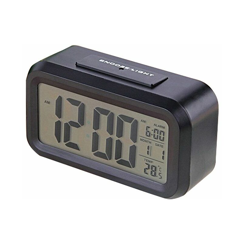 

Reloj de cabecera para ninos Mesa de luz nocturna inteligente Reloj electronico Reloj digital de pantalla grande,Negro