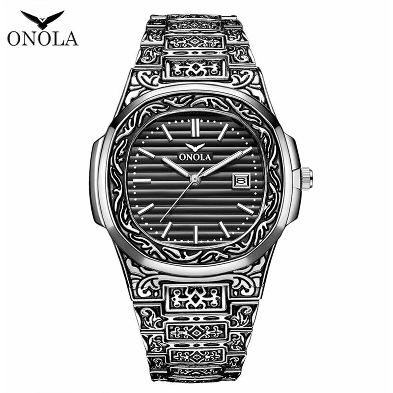 

Reloj de cuarzo ON3808 para hombre, reloj de pulsera multifuncion de moda con banda de acero inoxidable, relojes con visualizacion de fecha y