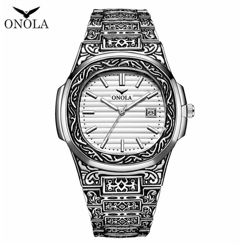 

Reloj de cuarzo ON3808 para hombre, reloj de pulsera multifuncion de moda con banda de acero inoxidable, relojes con visualizacion de fecha y