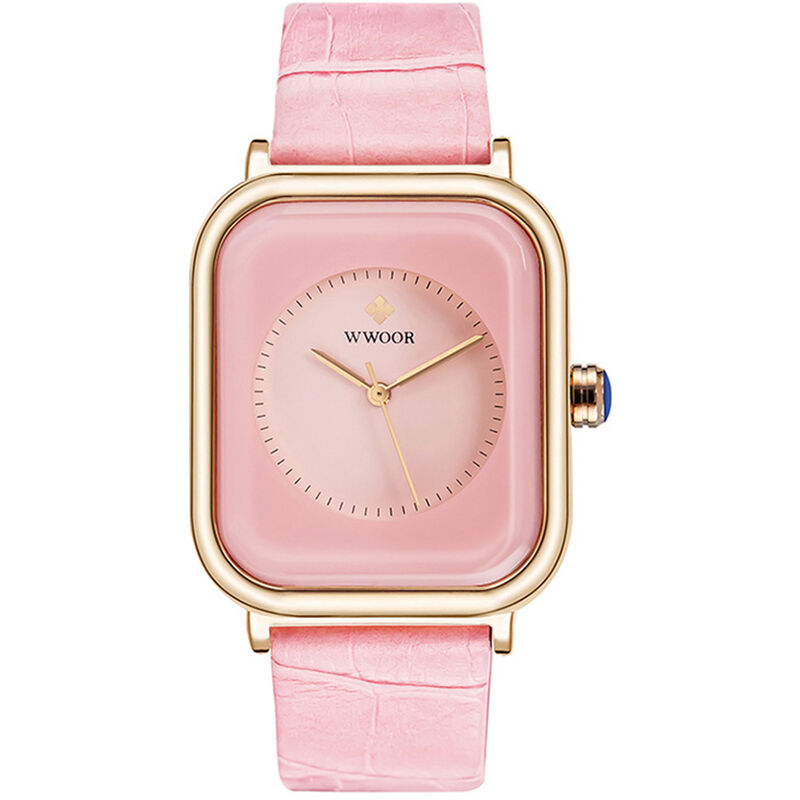 

Reloj de cuarzo para mujer con banda de cuero Reloj de pulsera de vestir de cuarzo rectangular para mujer,Rosado