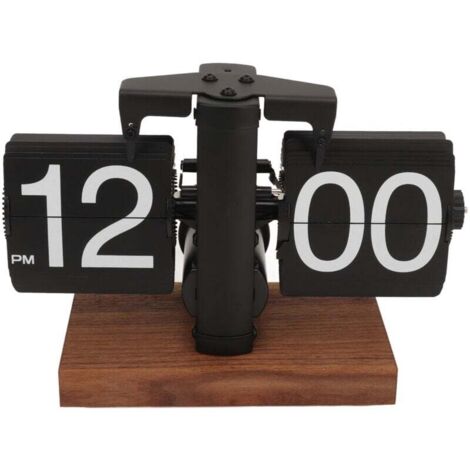 Reloj de escritorio digital retro giratorio, mecánico a pilas, color negro, ideal para el hogar, la oficina y el dormitorio.