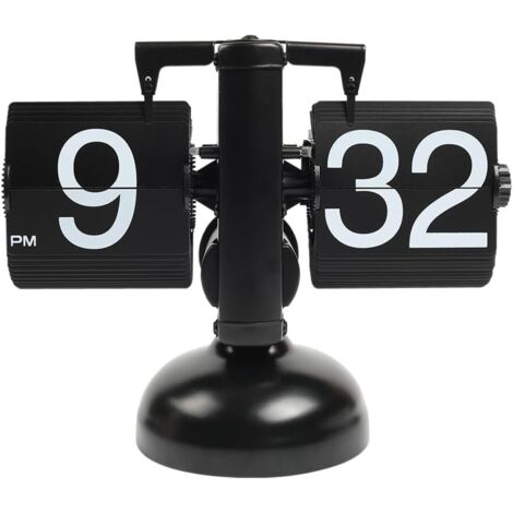 Reloj de escritorio plegable (negro), diseño retro vintage, reloj de escritorio, reloj de mesa, reloj de mesa, reloj de mesa con dígitos grandes, funciona con pilas, decoración