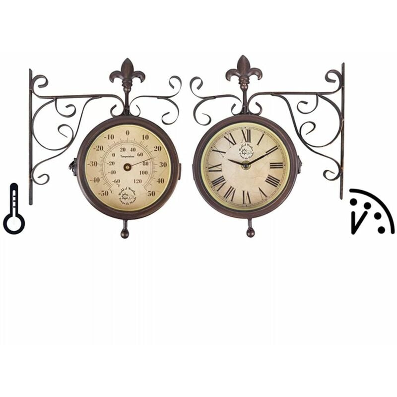 

Reloj de estación con termómetro, Esschert Design TF005