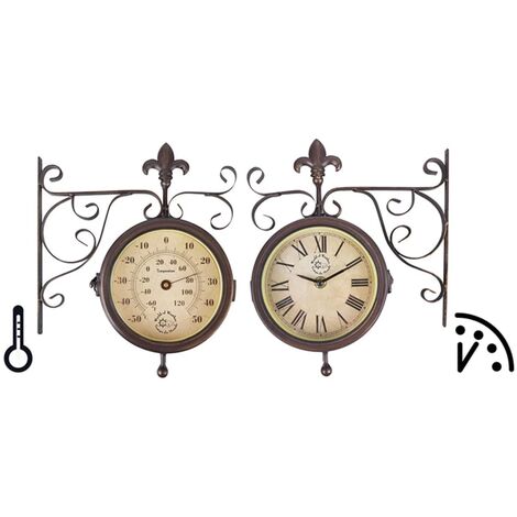 ESSCHERT DESIGN Reloj de estación con termómetro, TF005 vidaXL210462