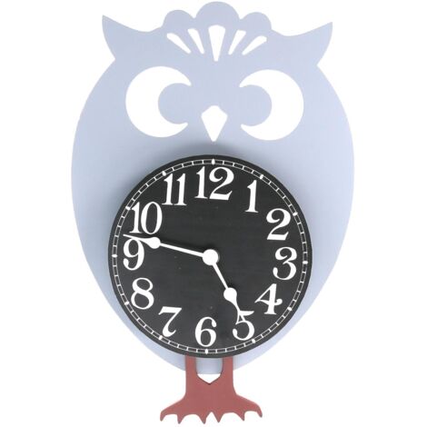 Reloj de madera Búho con péndulo blanco cm31x23,5x6