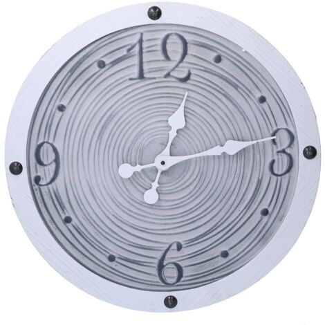 Reloj de madera con borde blanco cmø50x3