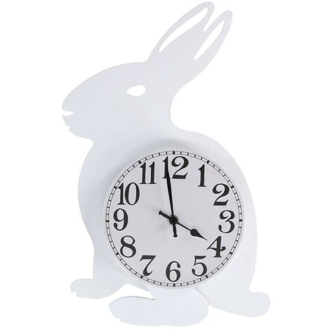 Reloj de madera conejo con péndulo blanco cm38x24x5