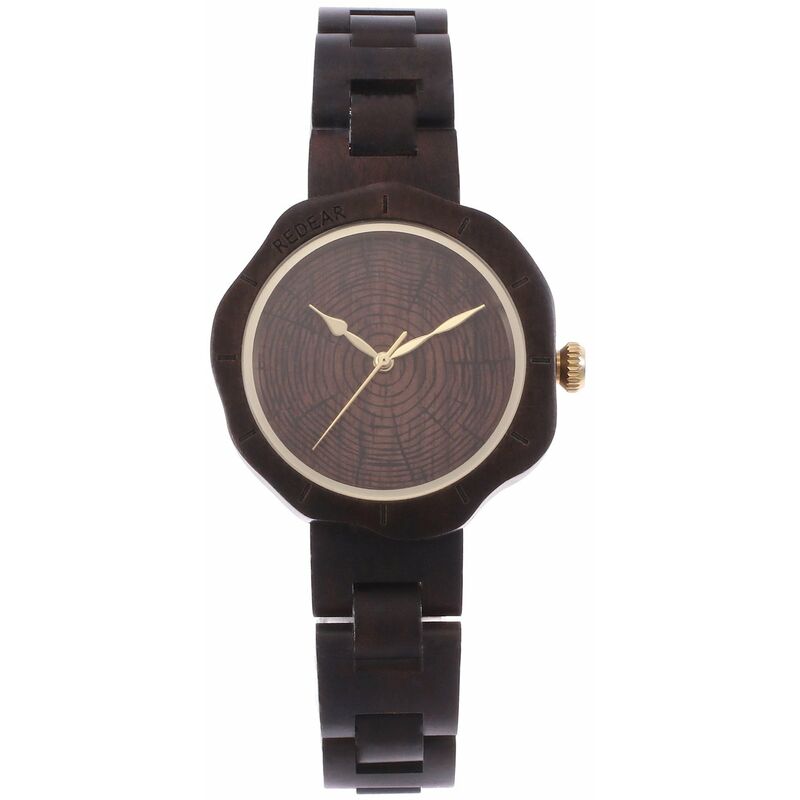 

Reloj de madera para mujer Reloj analogico de cuarzo Sandalo Relojes informales ligeros con forma de pedal Reloj de pulsera vintage,Sandalo y Nogal