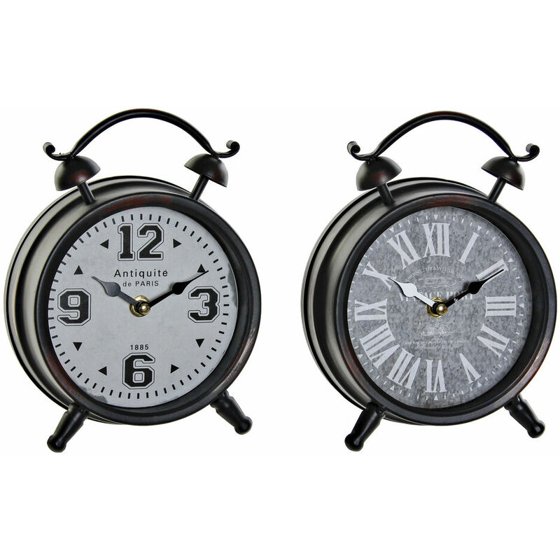 

Reloj de Mesa DKD Home Decor Blanco Negro Gris Metal Cristal (2 pcs) (22 x 6 x 16 cm)