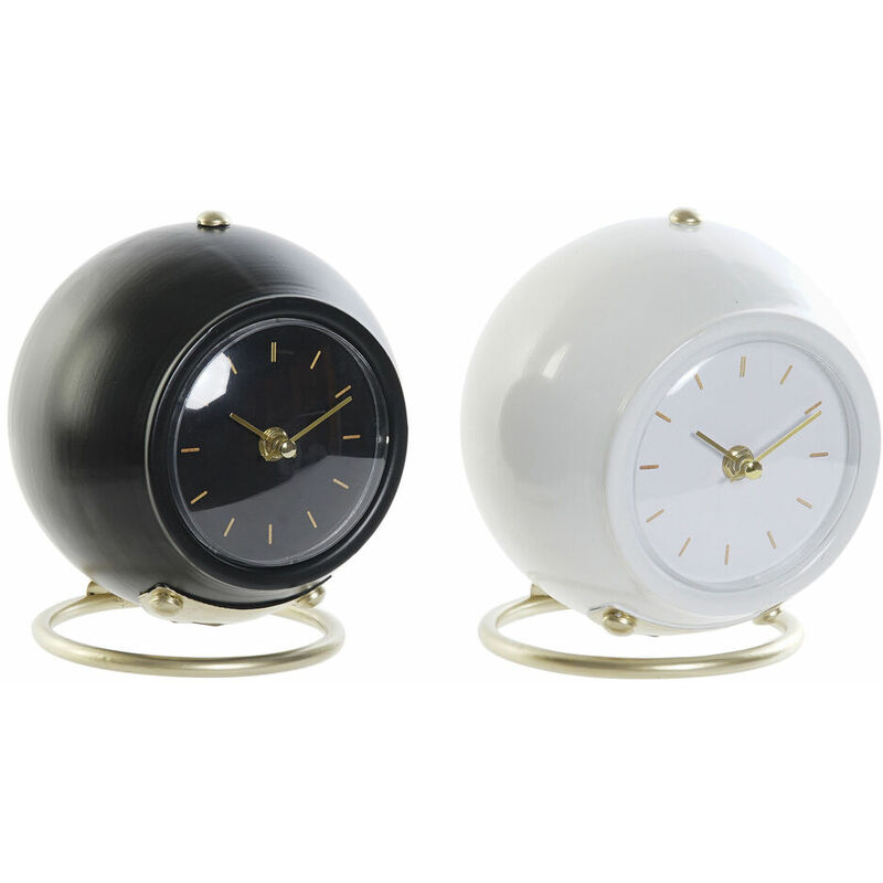 

Reloj de Mesa DKD Home Decor Blanco Negro Hierro (2 pcs) (16 x 13 x 18 cm)