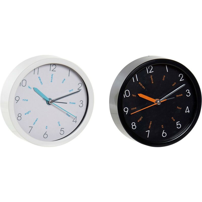 

Reloj de Mesa DKD Home Decor Despertador Blanco Negro PVC (2 pcs) (11.5 x 4.2 x 11.5 cm)