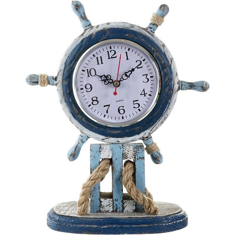 

Reloj de Mesa DKD Home Decor Timón Blanco Cuerda Abeto Azul marino Celeste (23 x 10.5 x 30 cm)