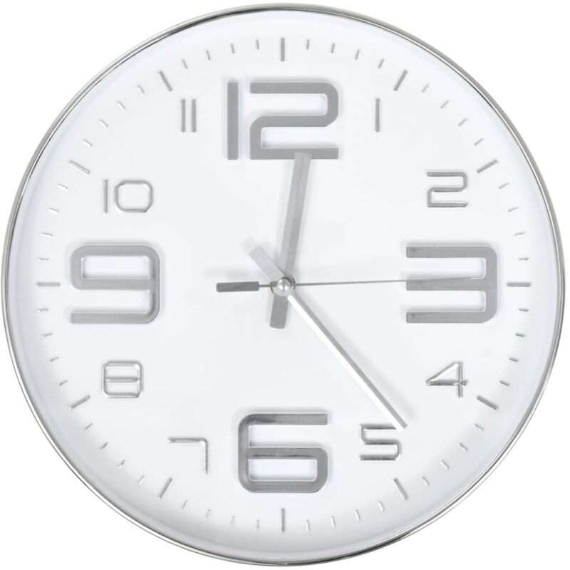 

vidaXL Reloj de pared 30 cm plateado - Blanco