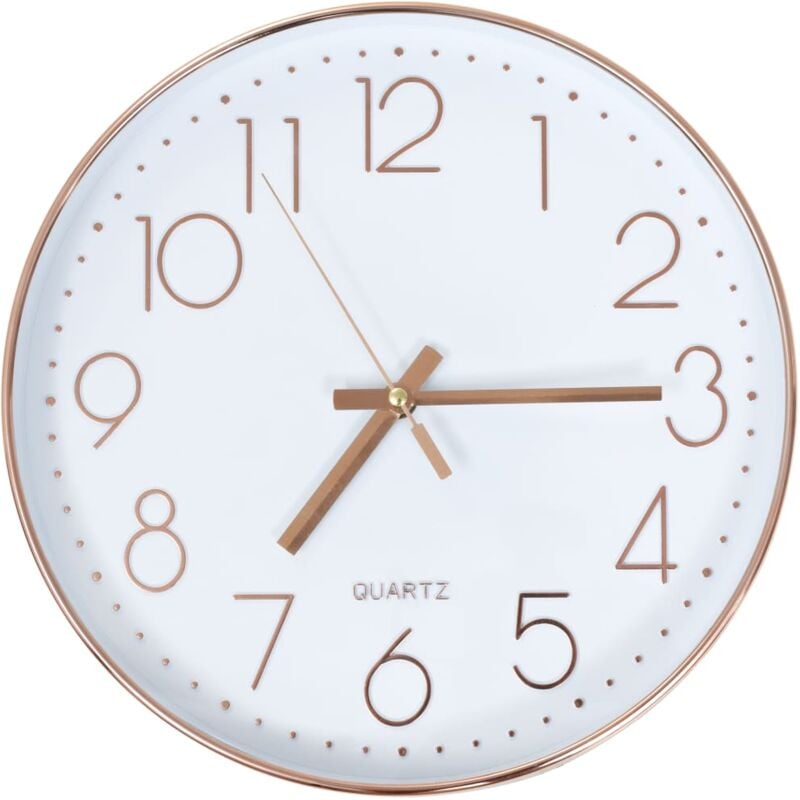 Reloj de pared 30 cm rosa dorado Vidaxl Blanco