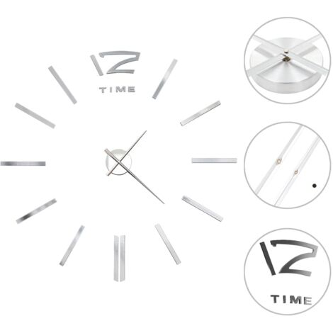 Reloj de pared 3D Diseño moderno 100 cm XXL Plata DEC022268