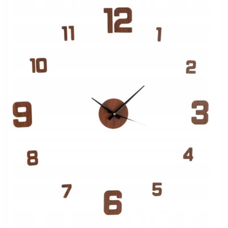 Reloj de pared 3D TETI, marrón, 50 cm, moderno, pegado