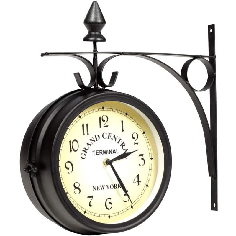 

vidaXL Reloj de pared de dos caras 20 cm - Negro