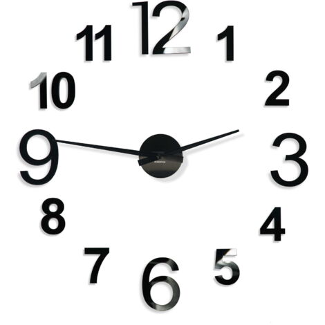 Reloj de pared adhesivo grande negro