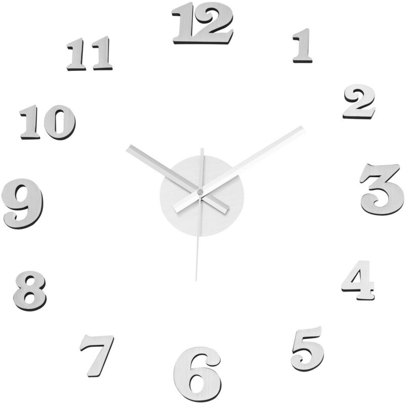 

Reloj de pared adhesivo moderno plateado de polipropileno de 60 cm