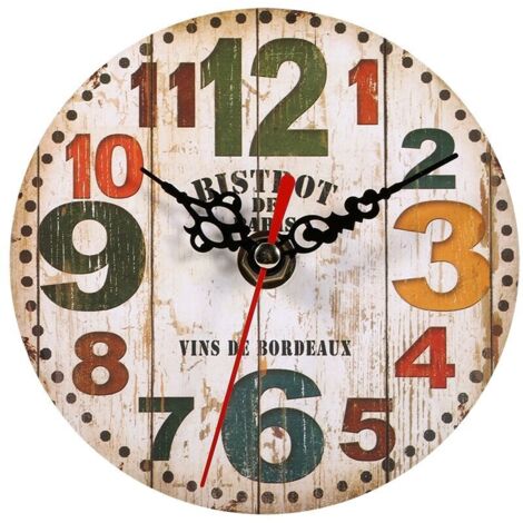Reloj de pared antiguo creativo Eosnow, relojes redondos de madera de estilo vintage, decoración para el hogar y la oficina (3)