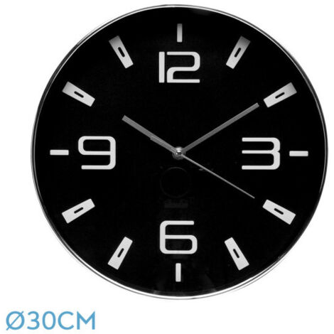 Reloj De Pared Aroa Plata/negro 30d Movimiento Continuo
