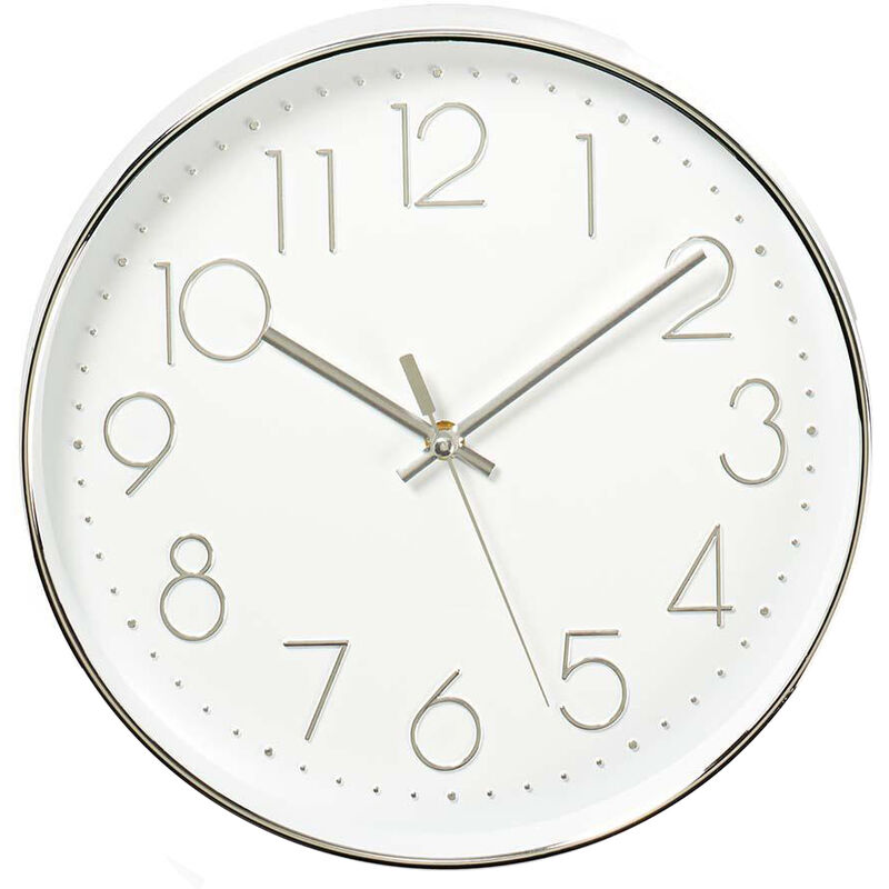 

Reloj de pared blanco y plata ø30cm (Nedis CLWA015PC30SR)