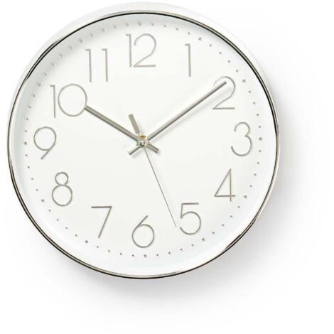 Reloj de pared blanco y plata ø30cm (Nedis CLWA015PC30SR)