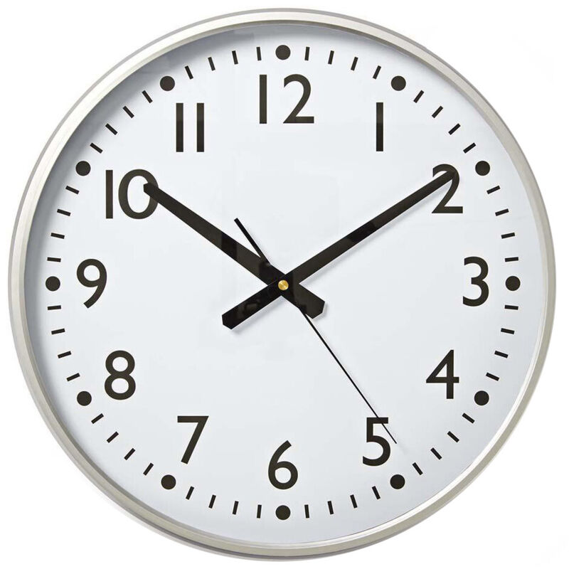 

Reloj de pared blanco y plata XL ø38cm fácil lectura (Nedis CLWA016PC38AL)