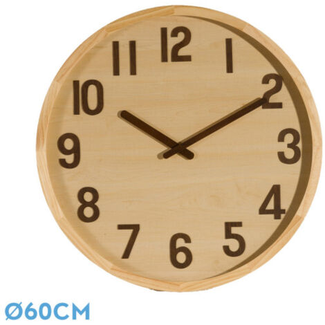 Reloj de pared BORGOÑA madera clara 60x60x5 cm movimiento continuo