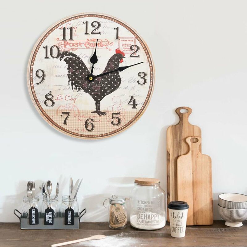 

Reloj de pared con diseno de gallo multicolor MDF 30 cm