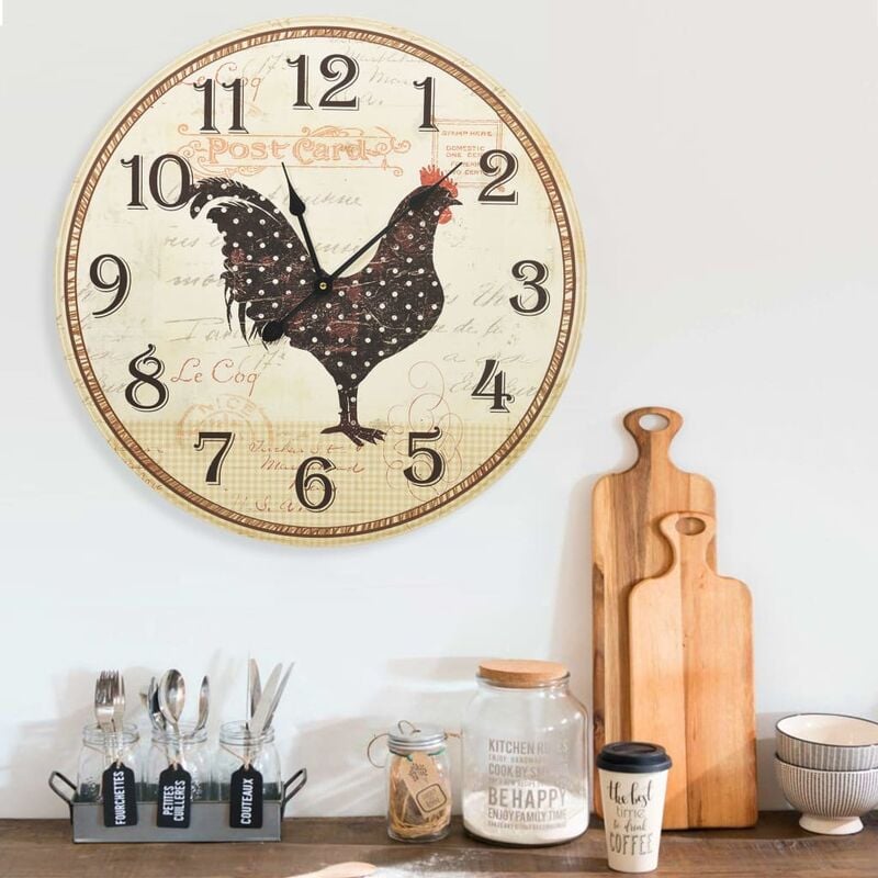 

Reloj de pared con diseo de gallo multicolor MDF 60 cm - Multicolor