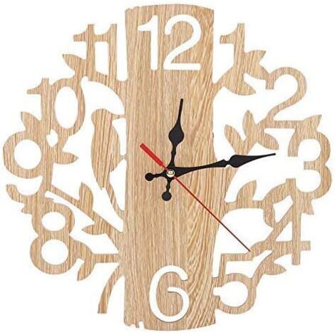 Reloj de pared con forma de árbol y pájaro, reloj de pared de madera, reloj decorativo vintage para el hogar, la oficina, la sala de estar y la cocina.