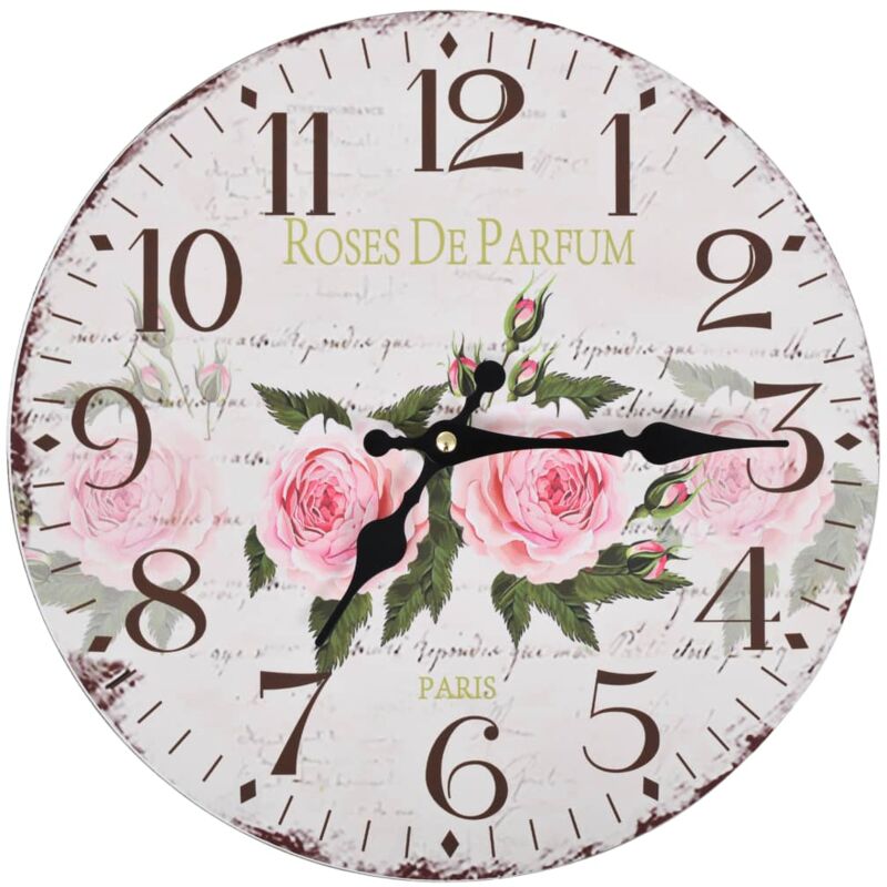 

vidaXL Reloj de pared vintage con flores 30 cm - Multicolor