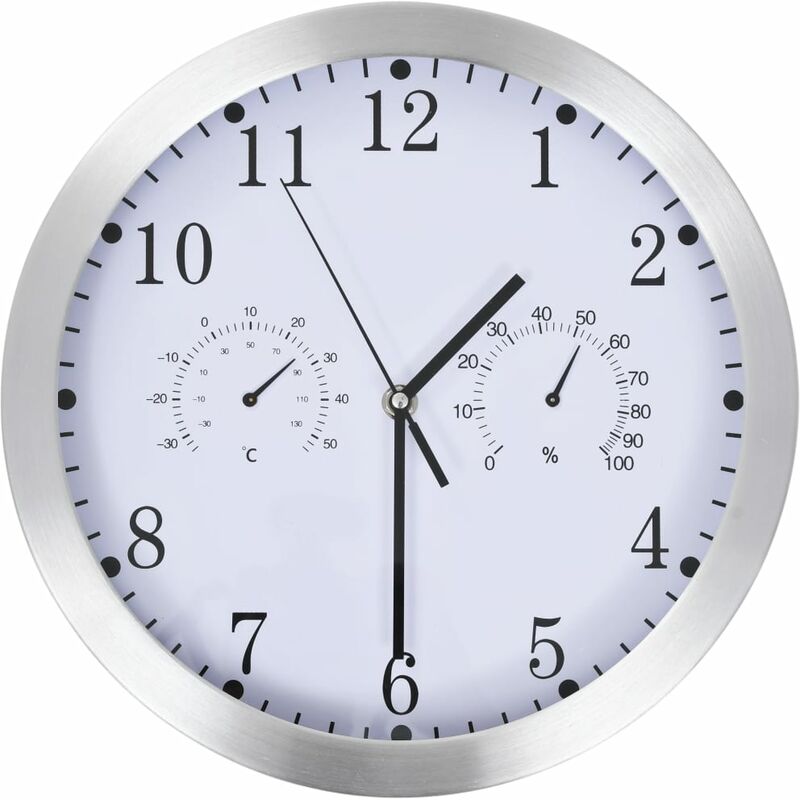

Reloj de pared de cuarzo higrómetro y termómetro 30 cm blanco - Blanco
