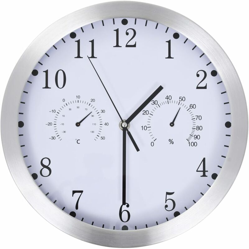 

Happyshopping - Reloj de pared de cuarzo higrometro y termometro 30 cm blanco