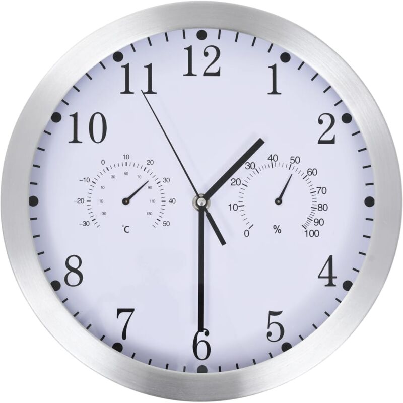 

vidaXL Reloj de pared de cuarzo higrómetro y termómetro 30 cm blanco - Blanco