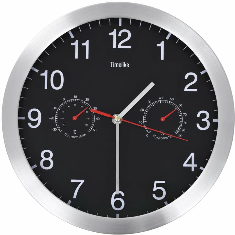 

Reloj de pared de cuarzo higrometro y termometro 30 cm negro